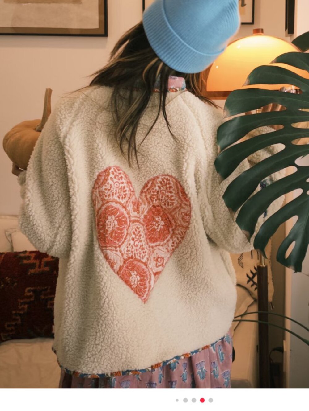 NWT Nepal Handmade Fleece Jacket Oversized Boho Ethnic Appliqué Coat - Picture 3 of 6
